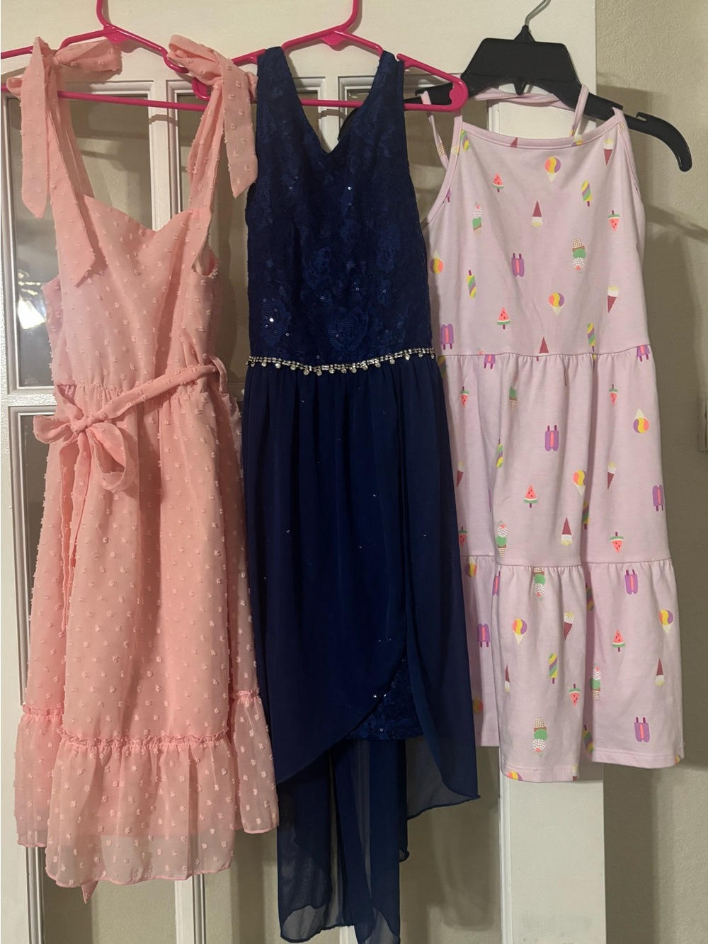 Cat & Jack Navy Lace Chiffon Party Dress with Beaded Waist